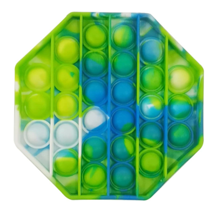 Pop It - Giocattolo antistress lavato Fidget Bubble Toy Ottagono in silicone verde-blu