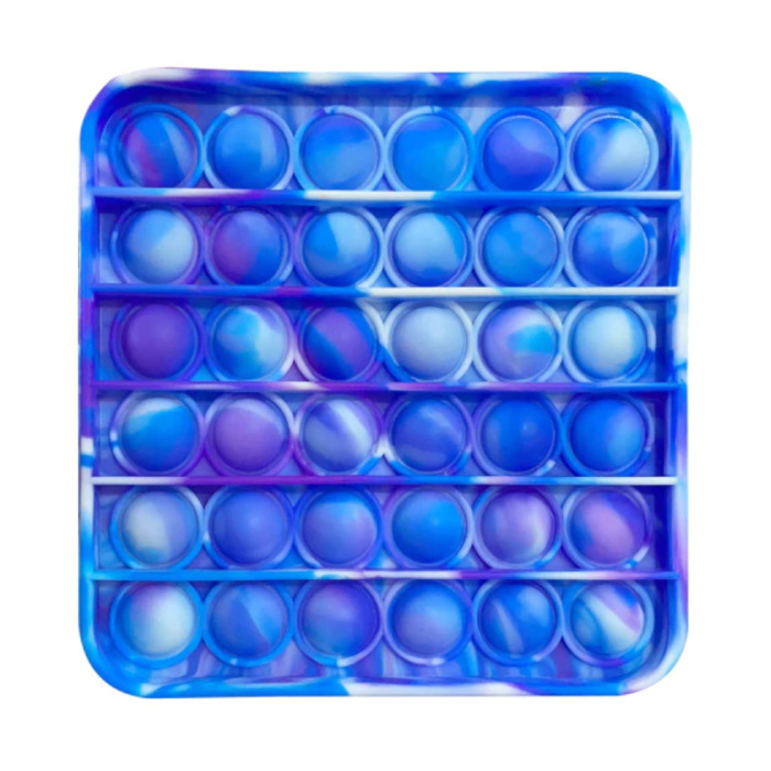 Pop It - Washed Fidget Anti Stress Speelgoed Bubble Toy Siliconen Vierkant Blauw