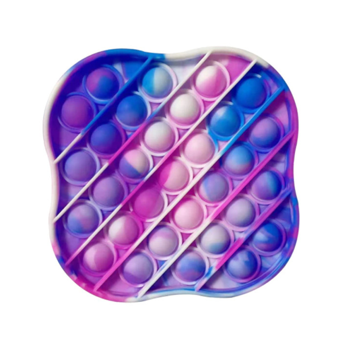 Pop It - Giocattolo antistress lavato Fidget Bubble Toy in silicone quadrato blu-rosa