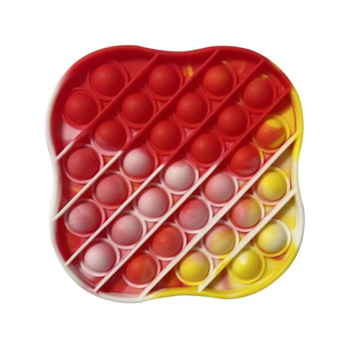 Pop It - Giocattolo antistress lavato Fidget Bubble Toy in silicone quadrato rosso-giallo