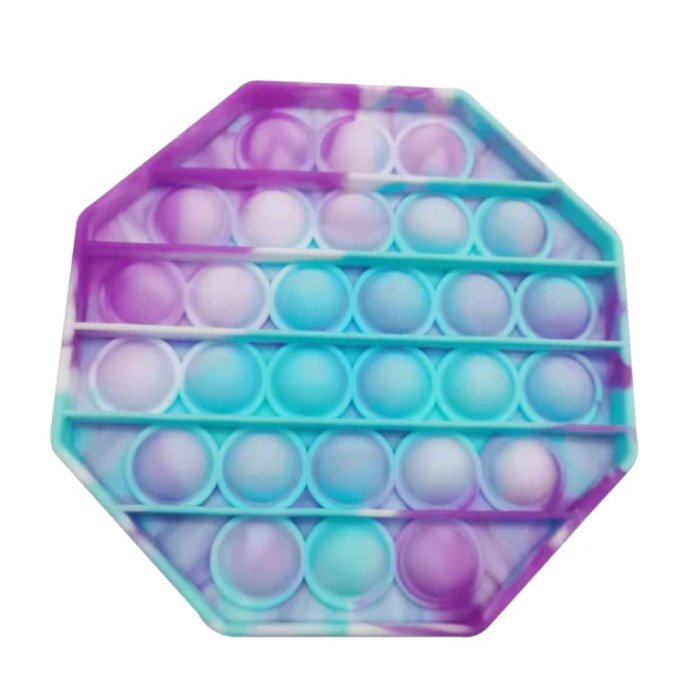 Pop It - Jouet Anti-Stress Fidget Lavé Jouet à Bulles Silicone Octogone Bleu-Violet