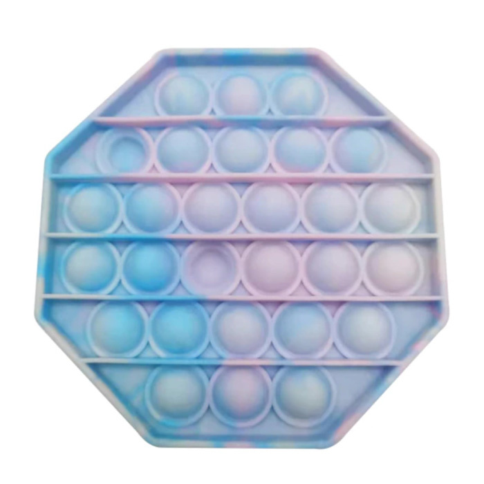 Pop It - Giocattolo antistress lavato Fidget Bubble Toy Ottagono in silicone blu-rosa