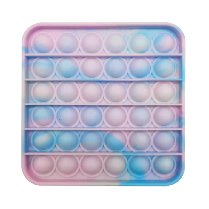 Pop It - Washed Fidget Anti Stress Toy Bubble Toy Silicone Square Blue-Pink