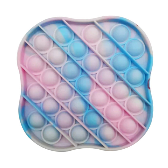 Pop It - Giocattolo antistress lavato Fidget Bubble Toy in silicone quadrato blu-rosa