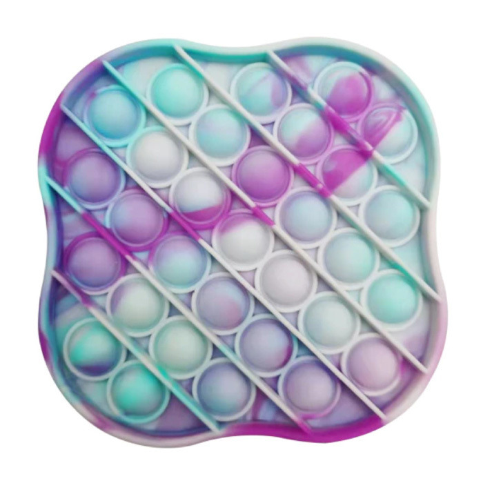 Pop It - Washed Fidget Anti-Stress-Spielzeug Blasenspielzeug Silikon Quadrat Lila-Blau