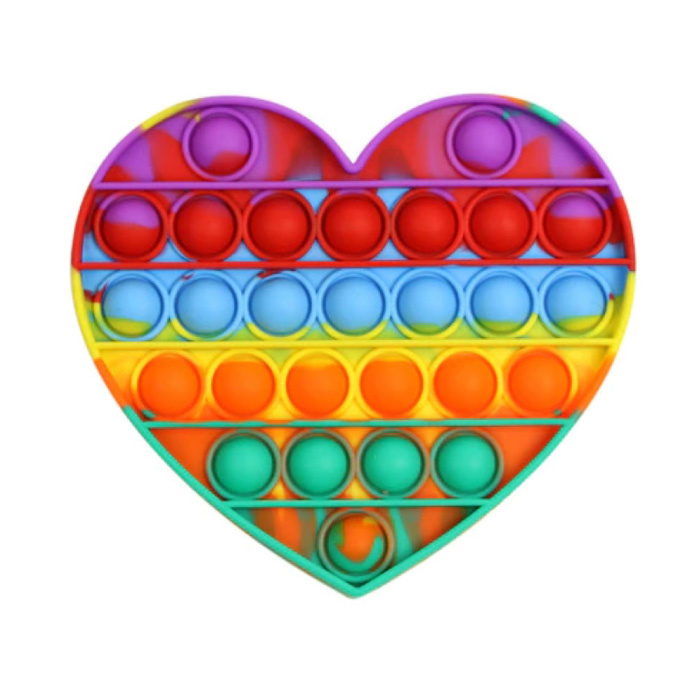 Pop It - Fidget Anti Stress Toy Bubble Toy Silicone Heart Rainbow