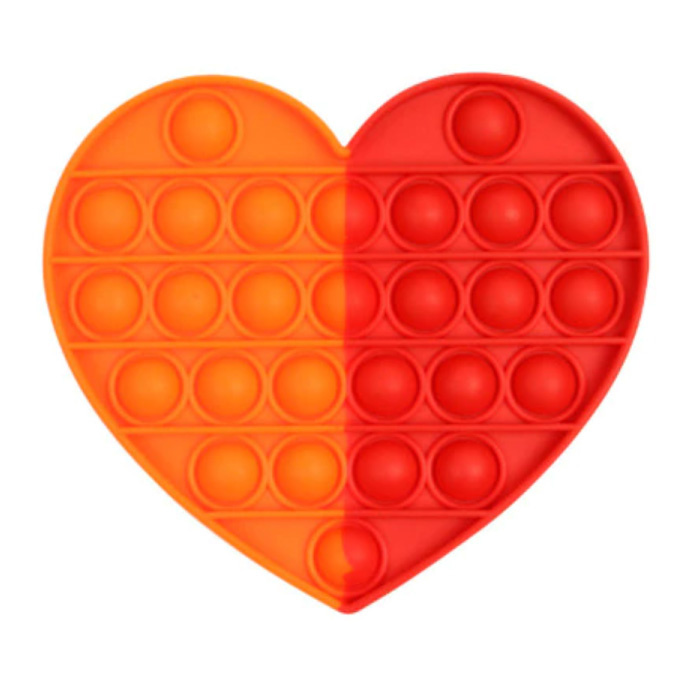 Pop It - Fidget Anti Stress Toy Bubble Toy Silicone Heart Orange-Red