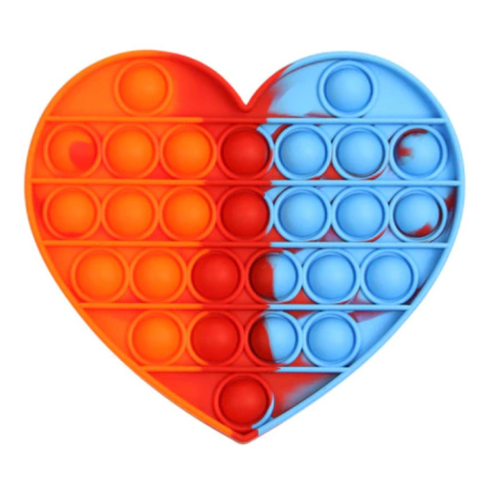 Pop It - Fidget Anti Stress Toy Bubble Toy Silicone Heart Orange-Blue