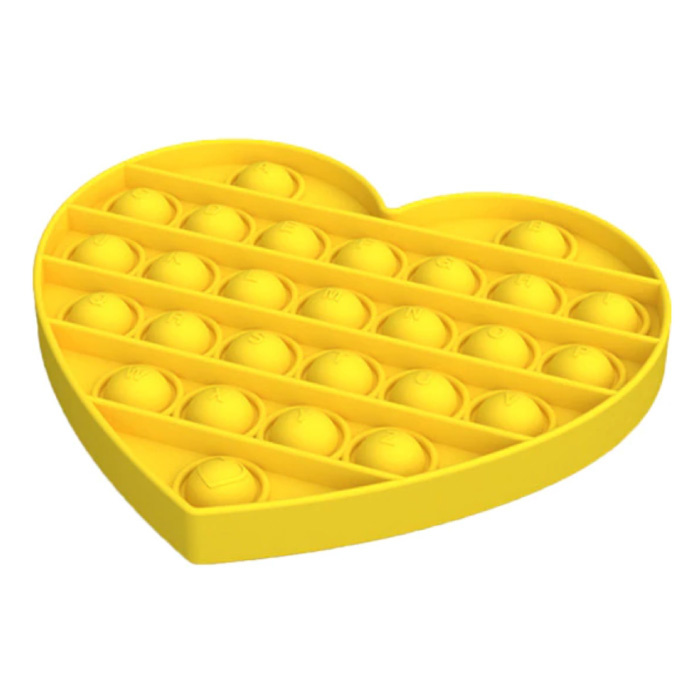 Pop It - Fidget Anti Stress Toy Bubble Toy Silicone Heart Yellow