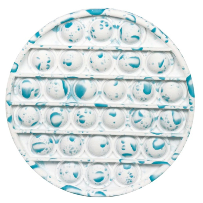 Pop It - Fidget Anti Stress Toy Bubble Toy in silicone rotondo blu-bianco