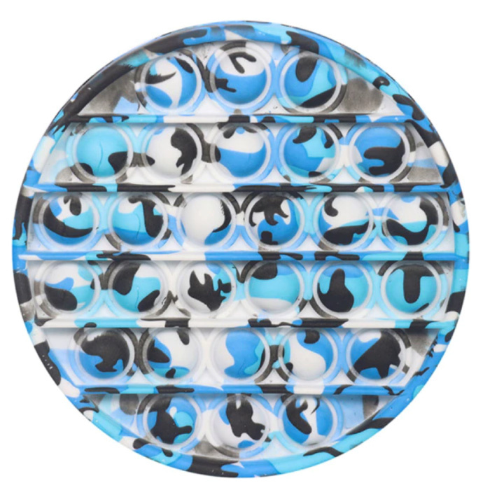 Pop It - Fidget Anti Stress Speelgoed Bubble Toy Siliconen Rondje Blauw Camo