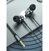 TOPK F37 Oordopjes met Microfoon en Controls - 3.5mm AUX Oortjes Volumebeheer Wired Earphones Oortelefoon Zwart