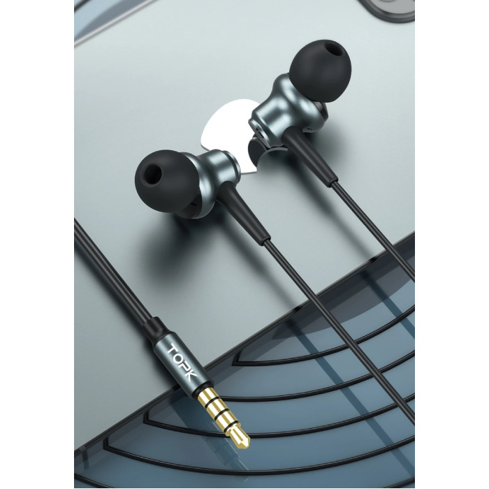 TOPK F37 Earphones with Microphone and Controls 3.5mm AUX