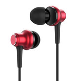 TOPK Auriculares F37 con micrófono y controles - Auriculares auxiliares de 3,5 mm con control de volumen Auriculares con cable Auriculares rojos