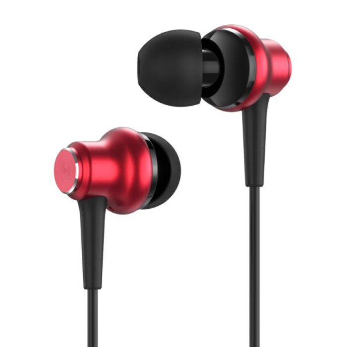 Auriculares F37 con micrófono y controles - Auriculares auxiliares de 3,5 mm con control de volumen Auriculares con cable Auriculares rojos