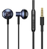 Baseus H19 Oordopjes met Microfoon en Controls - 3.5mm AUX Oortjes Volumebeheer Wired Earphones Oortelefoon Zwart