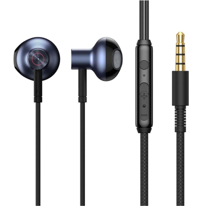 Słuchawki douszne H19 z mikrofonem i elementami sterującymi - Słuchawki AUX 3,5 mm Regulacja głośności Słuchawki przewodowe Słuchawki czarne