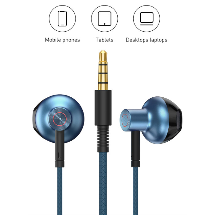 Baseus H19 Ohrhörer mit Mikrofon und Bedienelementen - 3,5-mm-AUX-Ohrhörer Lautstärkeregler Kabelgebundene Kopfhörer Kopfhörer Schwarz