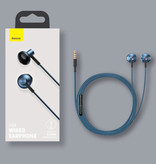 Baseus Słuchawki douszne H19 z mikrofonem i elementami sterującymi - Słuchawki AUX 3,5 mm Regulacja głośności Słuchawki przewodowe Słuchawki czarne