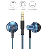Baseus H19-Ohrhörer mit Mikrofon und Bedienelementen - 3,5-mm-AUX-Ohrhörer Lautstärkeregler Kabelgebundene Kopfhörer Ohrhörer Blau