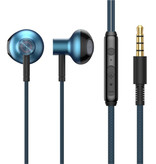 Baseus H19 Earbuds with Mic and Controls - 3.5mm AUX Earbuds Volume Control Wired Earphones Earphones Blue