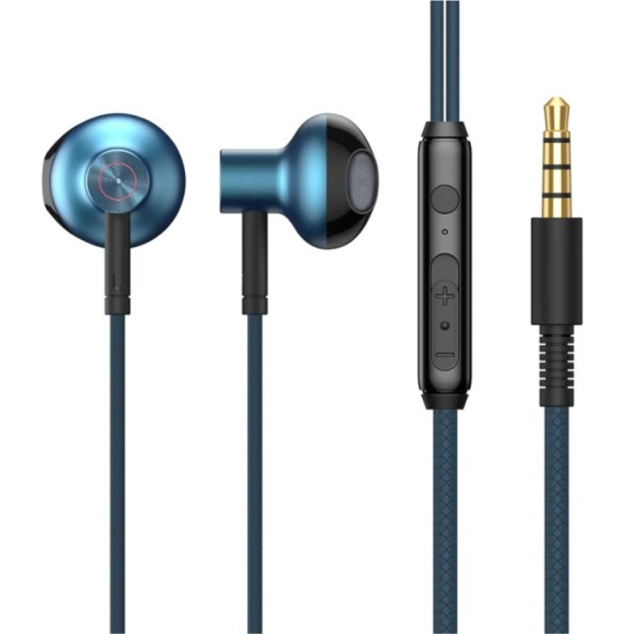 H19 Earbuds with Mic and Controls - 3.5mm AUX Earbuds Volume Control Wired Earphones Earphones Blue
