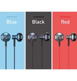 Baseus H19 Ohrhörer mit Mikrofon und Bedienelementen - 3,5-mm-AUX-Ohrhörer Lautstärkeregler Kabelgebundene Kopfhörer Kopfhörer Rot