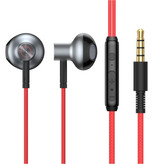 Baseus H19 Oordopjes met Microfoon en Controls - 3.5mm AUX Oortjes Volumebeheer Wired Earphones Oortelefoon Rood