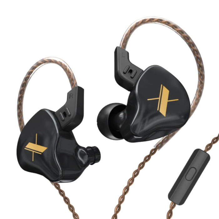 Słuchawki douszne EDX 1DD z mikrofonem i zarządzaniem muzyką - Słuchawki AUX 3,5 mm Słuchawki przewodowe Słuchawki czarne