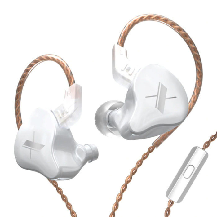 Słuchawki douszne EDX 1DD z mikrofonem i zarządzaniem muzyką - Słuchawki AUX 3,5 mm Słuchawki przewodowe Słuchawki białe