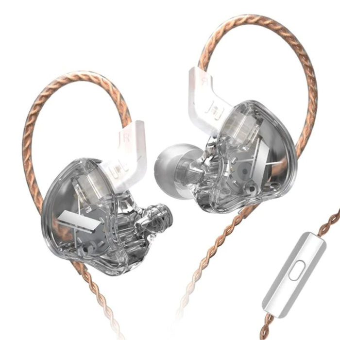 Słuchawki douszne EDX 1DD z mikrofonem i zarządzaniem muzyką - Słuchawki AUX 3,5 mm Słuchawki przewodowe Słuchawki przezroczyste