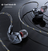 GHITRAG T06 Słuchawki douszne z mikrofonem i sterowaniem muzyką - Słuchawki AUX 3,5 mm Słuchawki przewodowe Regulacja głośności słuchawek Czarny