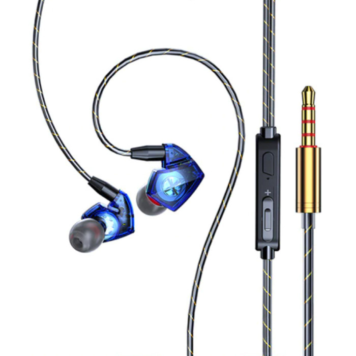 T06 Słuchawki douszne z mikrofonem i sterowaniem muzyką - Słuchawki AUX 3,5 mm Słuchawki przewodowe Regulacja głośności słuchawek Niebieski