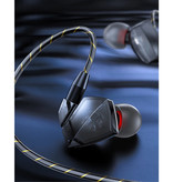 GHITRAG T06 Słuchawki douszne z mikrofonem i sterowaniem muzyką - Słuchawki AUX 3,5 mm Słuchawki przewodowe Regulacja głośności słuchawek Czerwony