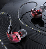 GHITRAG Auriculares T06 con micrófono y control de música - Auriculares AUX de 3,5 mm Auriculares con cable Control de volumen de auriculares Rojo