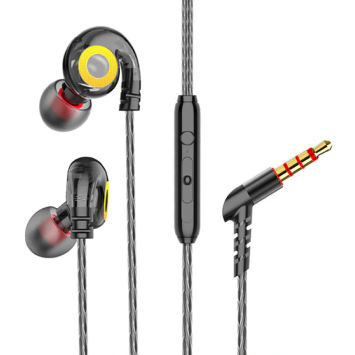 T05-Ohrhörer mit Mikrofon- und Musikmanagement - 3,5-mm-AUX-Ohrhörer Kabelgebundene Kopfhörer Kopfhörer-Lautstärkeregler Schwarz