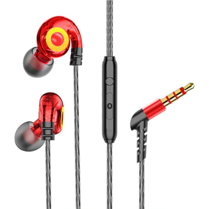 Auriculares T05 con micrófono y control de música - Auriculares AUX de 3,5 mm Auriculares con cable Control de volumen del auricular Rojo