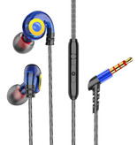 GHITRAG T05 Oordopjes met Microfoon en Muziek Beheer - 3.5mm AUX Oortjes Wired Earphones Oortelefoon Volumebeheer Blauw