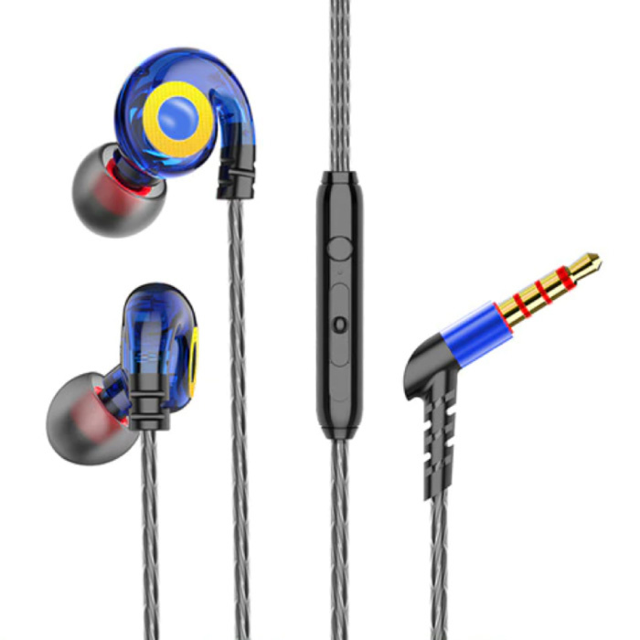 Auricolari T05 con microfono e controllo della musica - Auricolari AUX da 3,5 mm Auricolari cablati Controllo del volume degli auricolari Blu