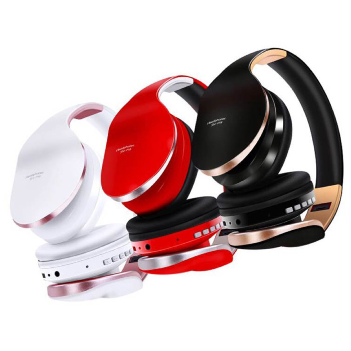 PunnkFunnk P18 Bluetooth-Kopfhörer mit Aufbewahrungstasche - Faltbares Headset DJ-Kopfhörer Schwarz