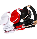 PunnkFunnk P18 Bluetooth Headphones with Storage Bag - Foldable Headset DJ Headphones Red