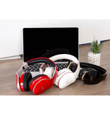 PunnkFunnk P18 Bluetooth Headphones with Storage Bag - Foldable Headset DJ Headphones Red