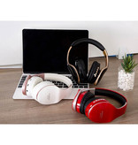 PunnkFunnk P18 Bluetooth Headphones with Storage Bag - Foldable Headset DJ Headphones Red