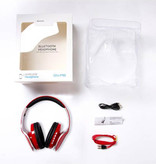 PunnkFunnk Auriculares Bluetooth P18 con bolsa de almacenamiento - Auriculares plegables para DJ, rojo