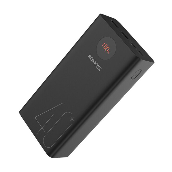 Zeus 40.000mAh Power Bank con 4 puertos - Pantalla LED Cargador de batería de emergencia externo Cargador de batería Negro