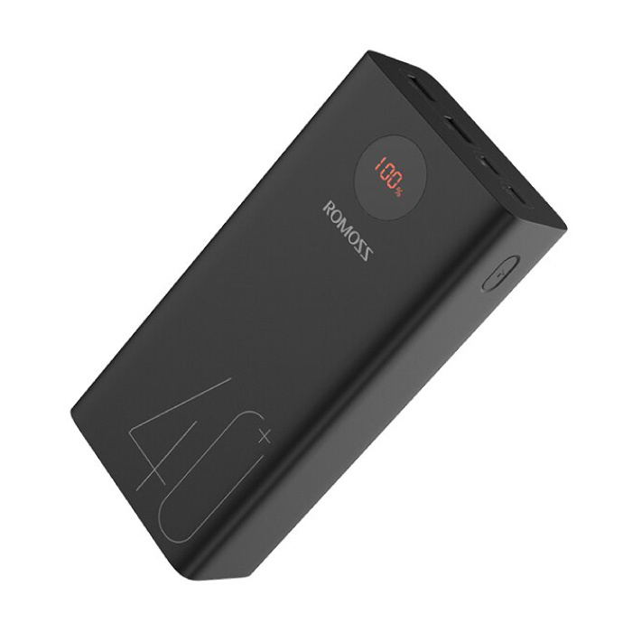 Zeus 40.000mAh Power Bank with 4 Ports - LED Display External Emergency Battery Battery Charger Charger Black