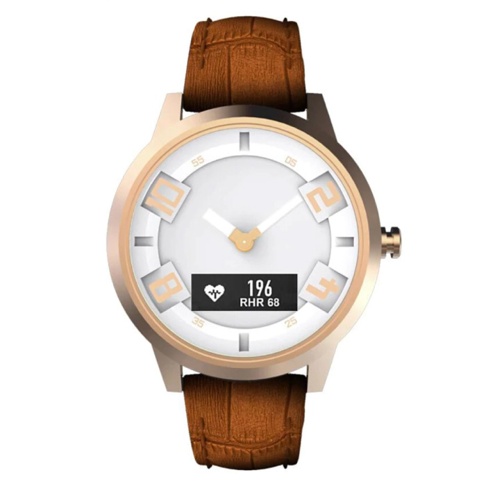 Watch X Watch avec moniteur de fréquence cardiaque - Fitness Tracker Sport 80ATM Bracelet en cuir étanche Anologue Movement Smartwatch