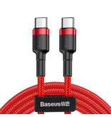 Baseus Câble de charge USB-C vers USB-C 60W 1 mètre en nylon tressé - Câble de données de chargeur résistant à l'enchevêtrement rouge