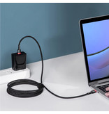 Baseus Cable de carga de 60W USB-C a USB-C Nylon trenzado de 2 metros - Cable de datos del cargador resistente a enredos rojo