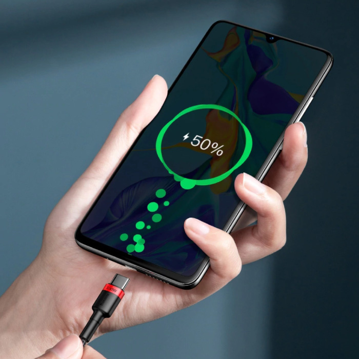 Baseus 60W Kabel ładujący USB-C na USB-C 2-metrowy pleciony nylon - Odporny na splątanie kabel danych ładowarki Czerwony